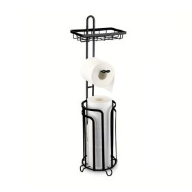 Toilet Tissue Paper Holder with Shelf for Bathroom (Color: Black, Type: Style A)