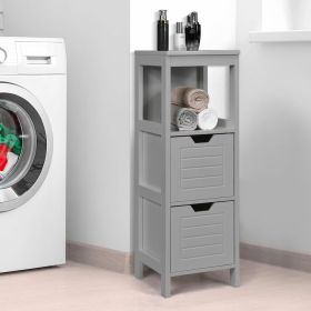 1PC Lockers multifunction Bathroom Wooden Floor Cabinet Organizer  with Storage Rack (Color: Gray)