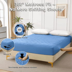 Diamond Grid Ultrasonic Waterproof Mattress Protector (Option: Light blue-Full)