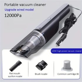 Wired Silver Car vacuum cleaner car with strong suction handheld vacuum cleaner small mini rechargeable home vacuum cleaner (Option: As picture)
