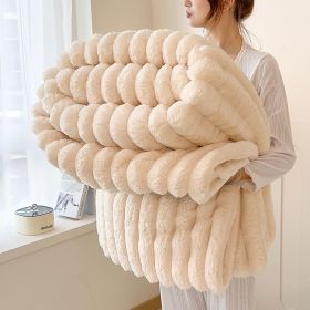 Luxurious Faux Rabbit Fur Blanket - Soft, Warm, And Comfortable, Perfect For Sofas, Beds, Offices, And Travel - A Versatile, All-season Gift And (Option: Beige-70in X 79in 180 X 200cm)