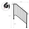 Outdoor Stair Handrail for 1 to 4 Steps Black Carbon Steel Transitional Hand Rail Kit with Installation Hardware Safety Railing for Porch Deck Patio C