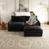 Corduroy Fabric Loveseat Sofa Couch with 1 Footrest for Living Room,2 Seater L-Shaped Sectional with Ottoman