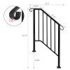 Outdoor Stair Handrail for 1 to 4 Steps Black Carbon Steel Transitional Hand Rail Kit with Installation Hardware Safety Railing for Porch Deck Patio C