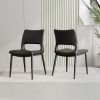 Modern minimalist black PU leather Dining Chairs Set of 2, comfortable backrest design, metal leg support, suitable for restaurants, kitchens