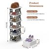 6 Tier Foldable Shoe Rack Vertical Shoe Organizer Narrow Shoe Rack for Small Spaces Space Saving Free Standing for Corner Entryway Hallway Bedroom