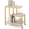 G-shaped Side Table 3-Tier Mobile End Table with Open Shelves