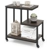 G-shaped Side Table 3-Tier Mobile End Table with Open Shelves
