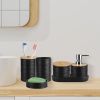Bathroom Accessories Set of 8Pcs Bathroom Holder Set with Soap Dispenser Toothbrush Holder Cup Soap Dish Toilet Cleaning Brush Trash Can Qtip Holder V