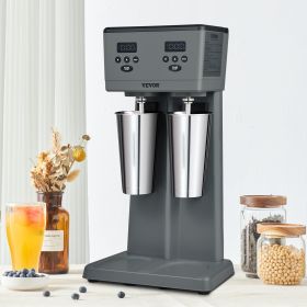 Milkshake Maker, 375W X 2 Electric Milkshake Machine, Commercial Double Heads Drink Mixer Blender, LED Intelligent Microswitch, 3-Speed Milkshake (Option: grey)