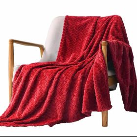 Solid Color Flannel Wheat Grain Blanket Children's Blankets (Option: Red-180x200cm)